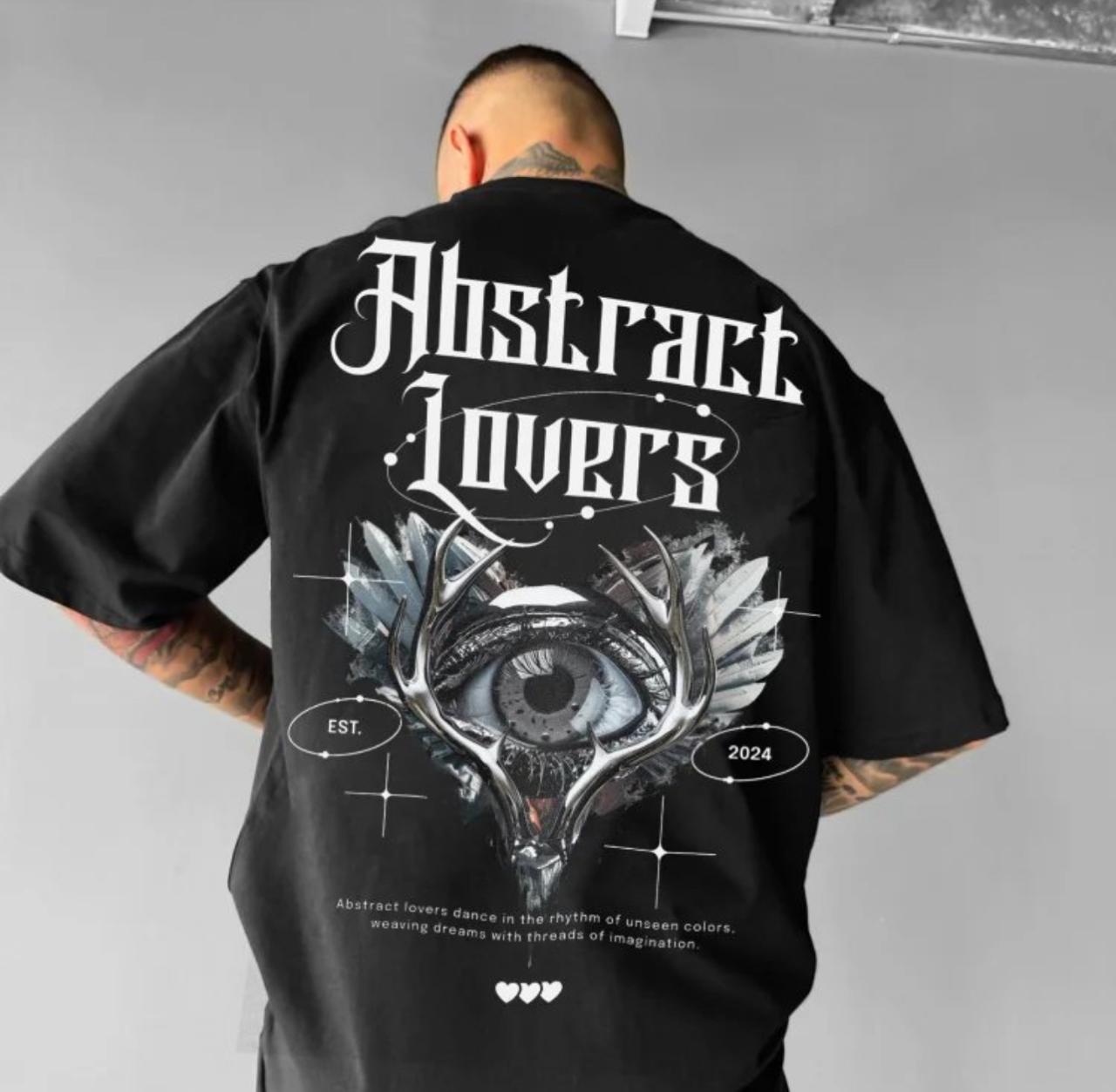 Camiseta Oversized Abstract Lovers Preta
