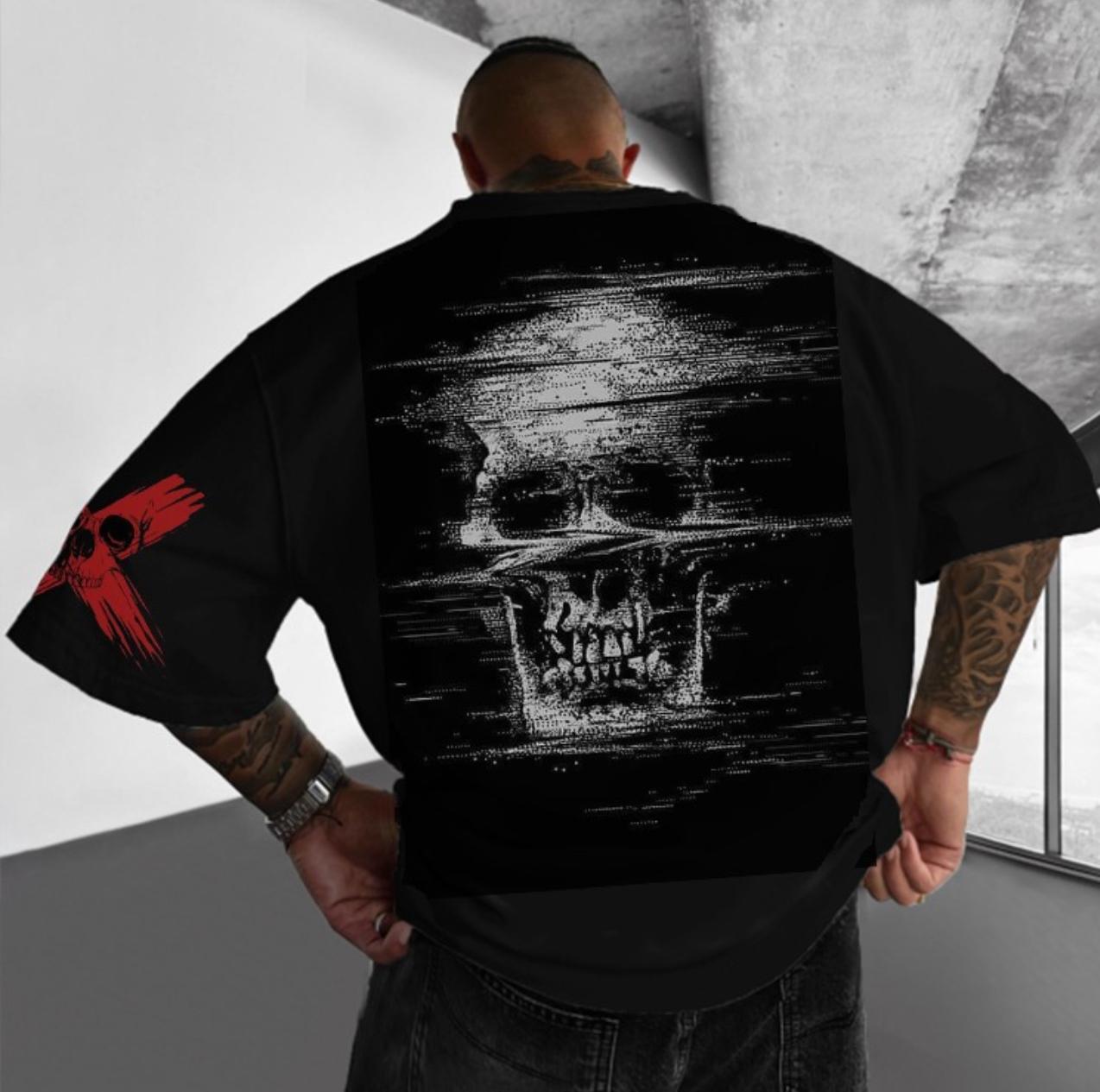 Camiseta Oversized Crânio Preta