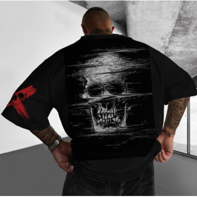 Camiseta Oversized Crânio Preta