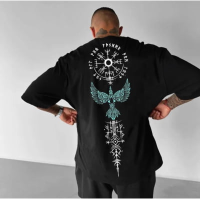 Camiseta Oversized Águia Preta