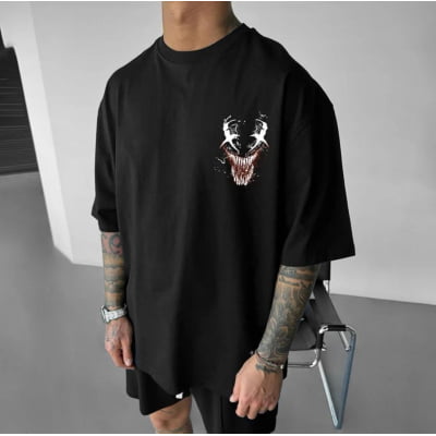 Camiseta Oversized Smile Preta
