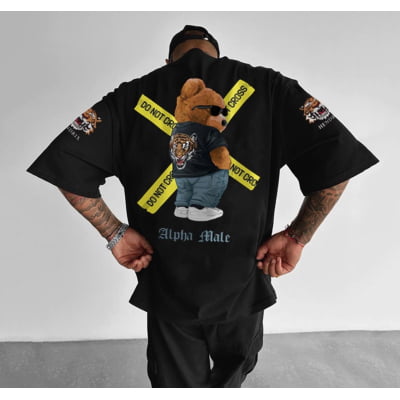 Camiseta Oversized Urso Preta